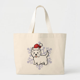 Christmas West Highland White Terrier Large Tote Bag
