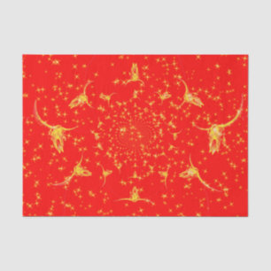 Christmas Western Glitter Red Gold Girly Cow Skull Tissue Paper