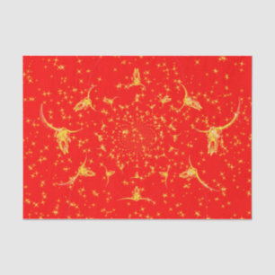 Christmas Western Glitter Red Gold Girly Cow Skull Tissue Paper