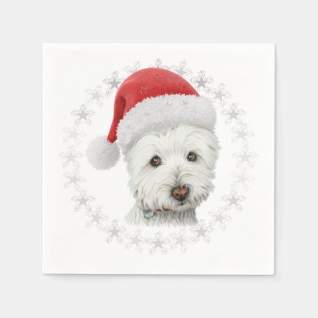 Christmas Westie Dog Art Napkin (Front)