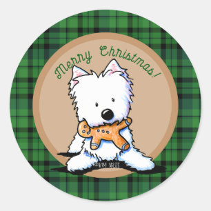 Christmas Westie Gingerbread Classic Round Sticker