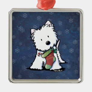 Christmas Westie KiniArt Metal Ornament