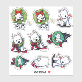 Christmas Westie Vinyl Sticker Set