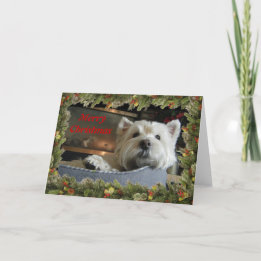 Christmas Westie with Garland Photo Greeting Card