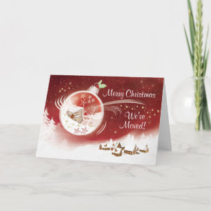Christmas, We've Moved, Bauble with House inside Holiday Card