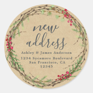 Christmas We've Moved Kraft New Address label