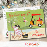 Christmas We've Moved Ocean Beach Budget Move Announcement Postcard<br><div class="desc">Doesn't this tell a great story -- You've moved to a wonderful location where you can choose between a day at the beach or one at the golf course -- among many other delightful pursuits. Enjoy life and this move announcement postcard. It is cheerful and a unique way to tell...</div>