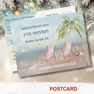Christmas We've Moved Ocean Beach Budget Move Announcement Postcard