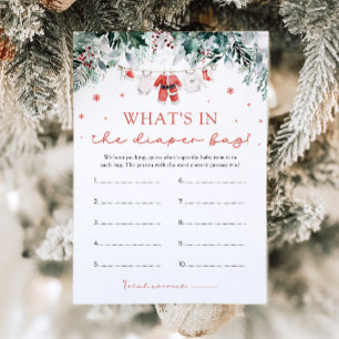 Christmas What's In The Diaper Bag Baby Shower  Invitation