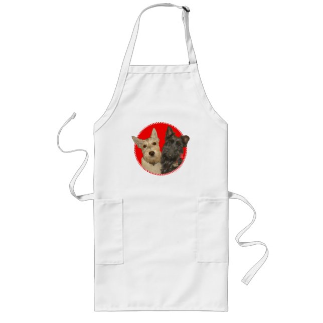 Christmas Wheaten & Black Scotties Long Apron (Front)