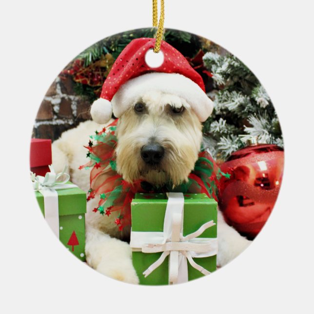 Christmas - Wheaten Terrier - Bailey Ceramic Ornament (Front)