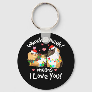 Christmas Wheek I Love You Guinea Pig Clothes Cavy Key Ring