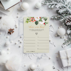 Christmas Where were They Bridal Shower Game Card