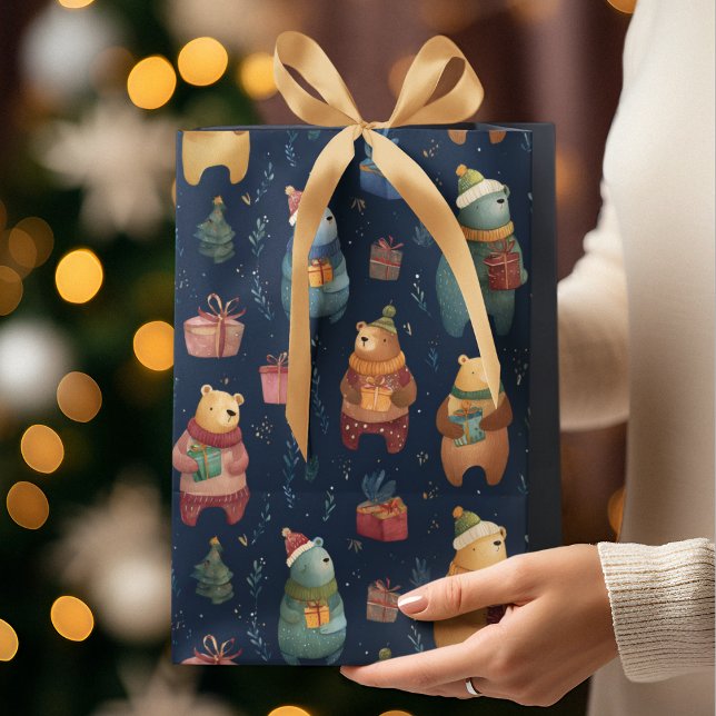 Christmas Whimsical Colorful Bears Gift Bag (Creator Uploaded)