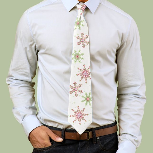 Christmas Whimsical Cute Colourful Snowflake  Tie (Christmas festive colorful snowflakes holiday neck tie. )