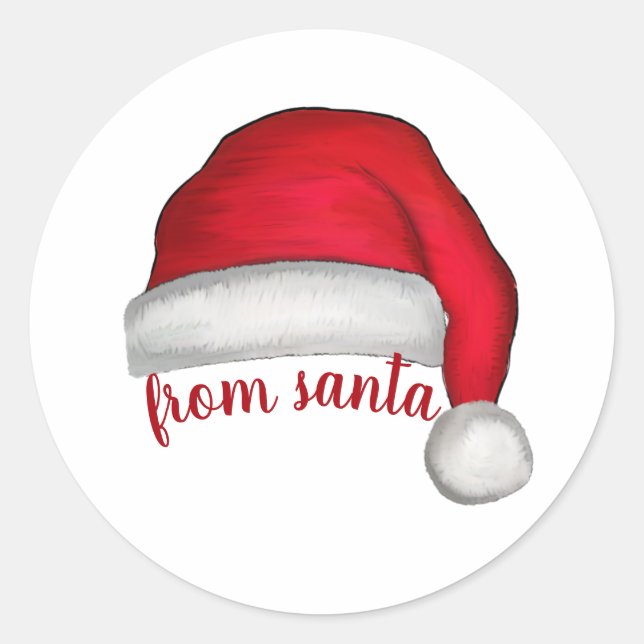 Christmas Whimsical Fun Cute From Santa Hat  Classic Round Sticker (Front)