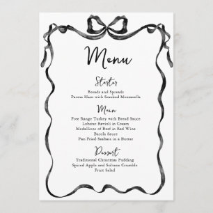 Christmas Whimsical Funky Black Bow Dinner Party Menu