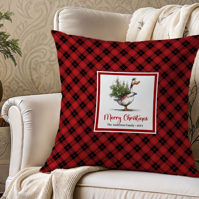 Christmas Whimsical Geese Throw Pillow Cushion (Christmas Whimsical Geese Throw Pillow Cushion)