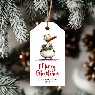Christmas Whimsical Goose Cartoon Funny Gift Tag