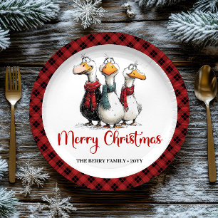 Christmas Whimsical Silly Geese Humor Party Plates