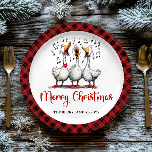 Christmas Whimsical Silly Geese Playful Plates Set