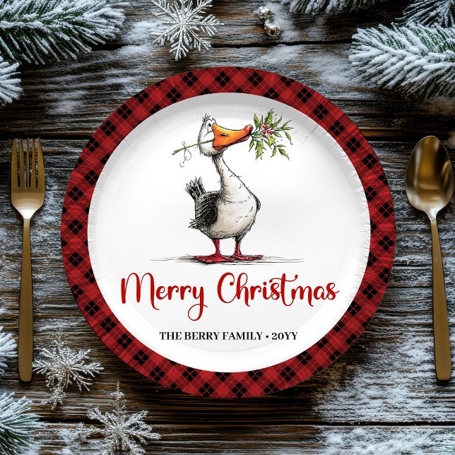 Christmas Whimsical Silly Goose Funny Party Plates (Christmas Whimsical Silly Goose Funny Party Plates)