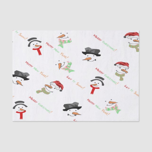Christmas Whimsical Snowman Pattern Tissue Paper (Front)