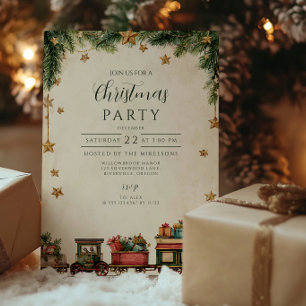 Christmas Whimsical Toy Express Invitation