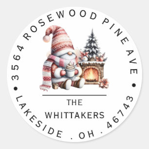 Christmas Whimsical Watercolor Gnomes  Classic Round Sticker