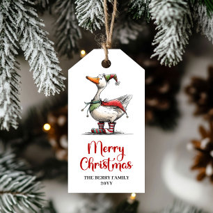 Christmas Whimsy Goose Funny Playful Gift Tags