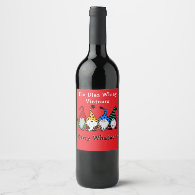 Christmas Whiny Vintners Wine Labels (Front)