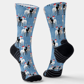 Christmas Whippets or Italian Greyhounds Snowflake Socks