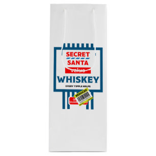 Christmas Whiskey Label Wine Gift Bag