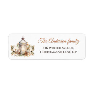 Christmas White and Cream Elegant Return Address Label