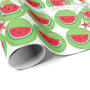 Christmas White Bow, Watermelons Wrapping Paper