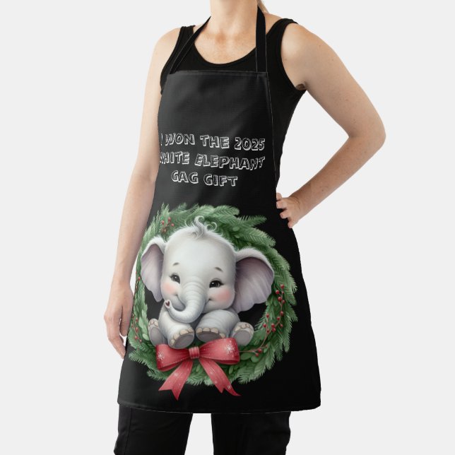 Christmas White Elephant Gag Gift Apron (Insitu)