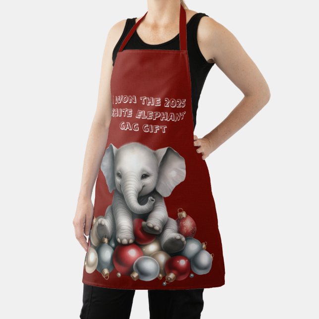 Christmas White Elephant Gag Gift Apron (Insitu)