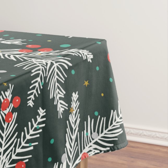 Christmas White Fir Branches Tablecloth (In Situ)