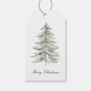 Christmas White Green Tree Gift Tags