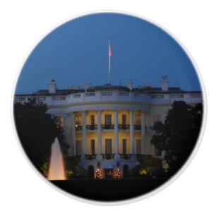 Christmas White House at Night in Washington DC Ceramic Knob