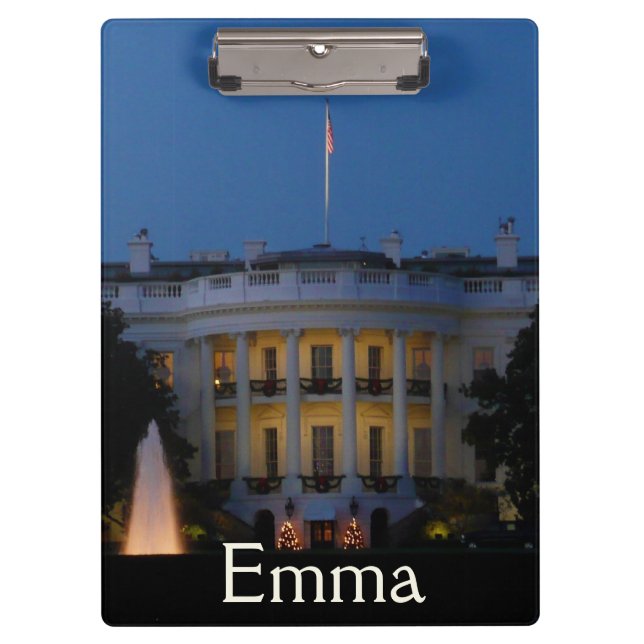 Christmas White House at Night in Washington DC Clipboard (Front)