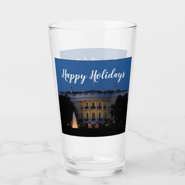 Christmas White House at Night in Washington DC Glass (Front)