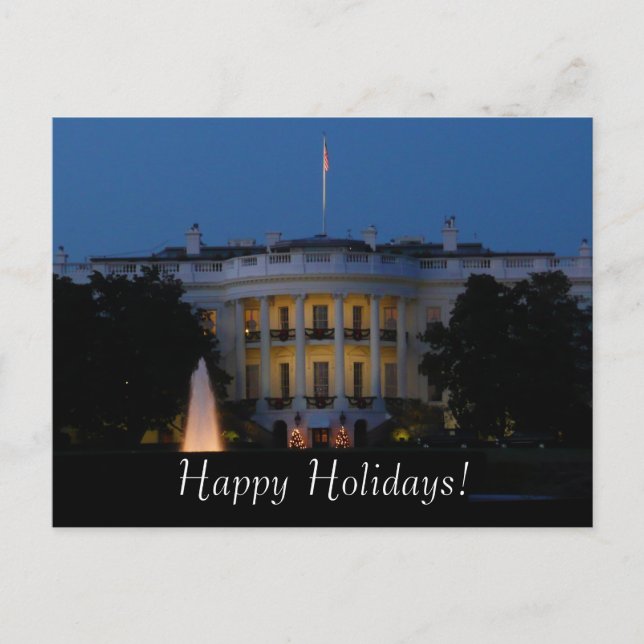 Christmas White House at Night in Washington DC Holiday Postcard (Front)