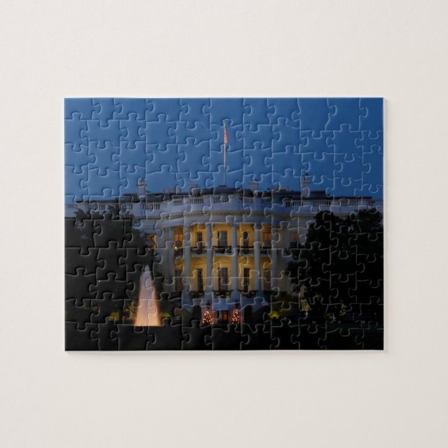 Christmas White House at Night in Washington DC Jigsaw Puzzle (Horizontal)