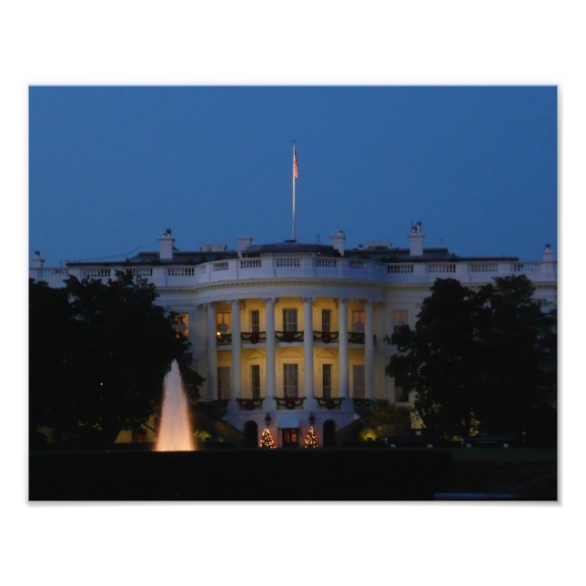 Christmas White House at Night in Washington DC Photo Print (Front)