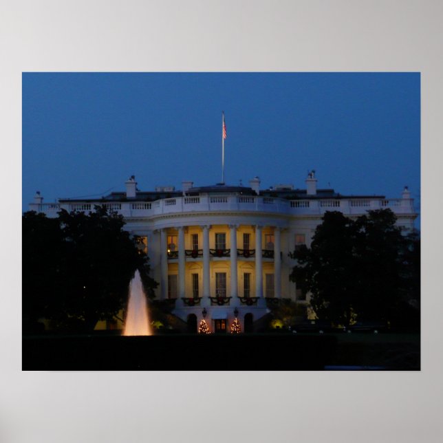 Christmas White House at Night in Washington DC Poster (Front)