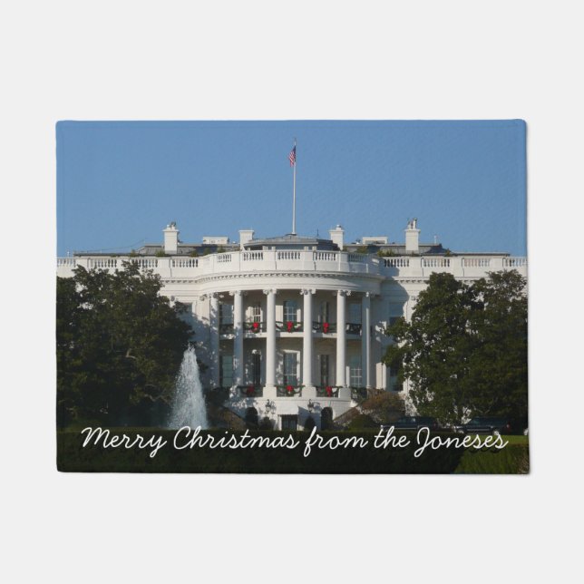 Christmas White House for Holidays Washington DC Doormat (Front)