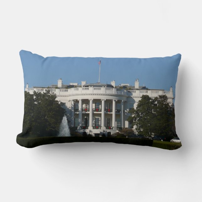 Christmas White House for Holidays Washington DC Lumbar Cushion (Front)