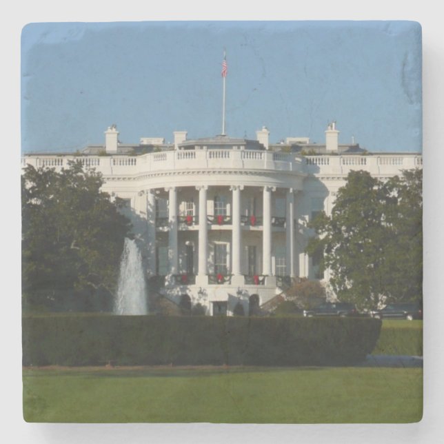 Christmas White House for Holidays Washington DC Stone Coaster (Front)