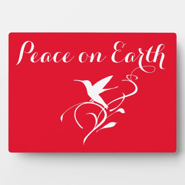 Christmas White Hummingbird Peace on Earth Plaque (Front)